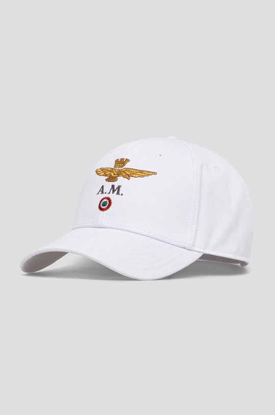 Aeronautica Militare czapka z daszkiem bawełniana aplikacja biały HA1100CT2848