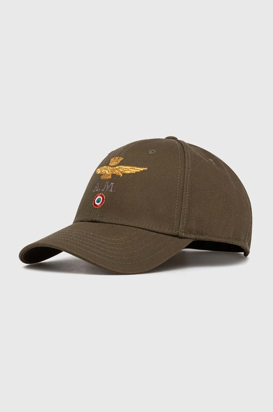 Aeronautica Militare czapka z daszkiem bawełniana aplikacja zielony HA1100CT2848