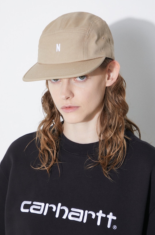 Norse Projects czapka z daszkiem bawełniana Twill 5 Panel Cap N80.0126.0966 beżowy