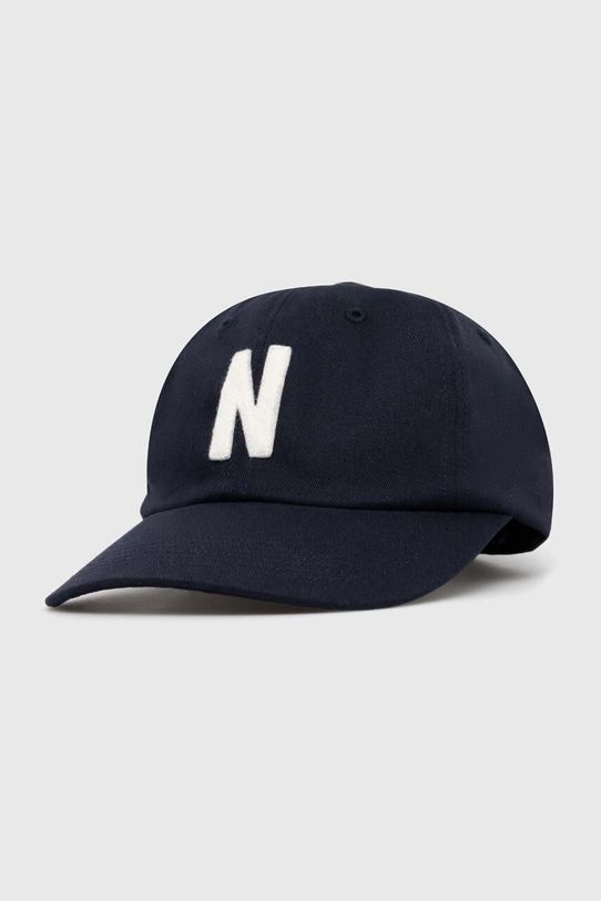 Norse Projects cotton baseball cap Felt N Twill Sports Cap applique navy N80.0128.7004