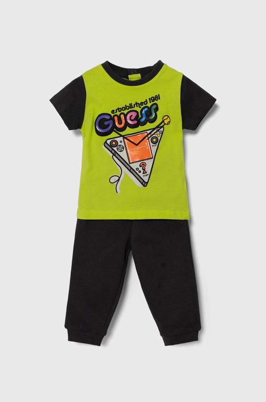 Guess set de bumbac pentru bebelusi cu modele verde I4RG05.K8HM4.PPYH