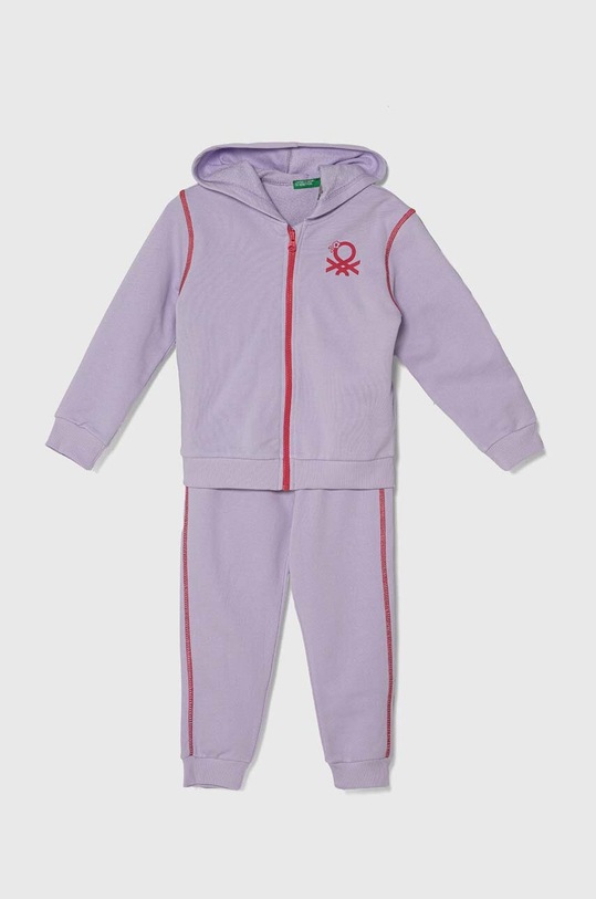 United Colors of Benetton dres bawełniany dziecięcy aplikacja fioletowy 3J68GK00G.P.Seasonal