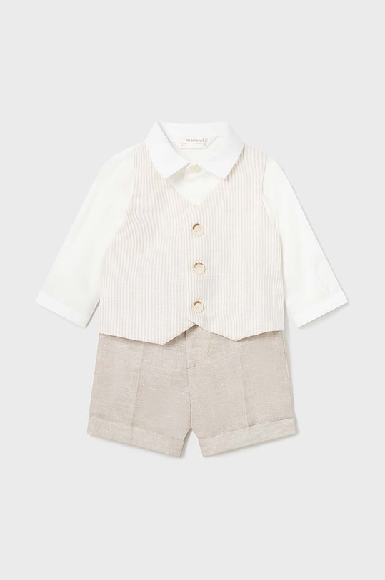 Mayoral Newborn komplet niemowlęcy z domieszką lnu tkanina beżowy 1220.1J.Newborn.PPYH