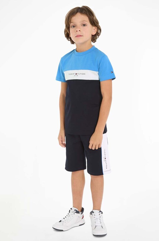 Dětská bavlněná souprava Tommy Hilfiger pletenina modrá KB0KB08831.128.176.PPYH