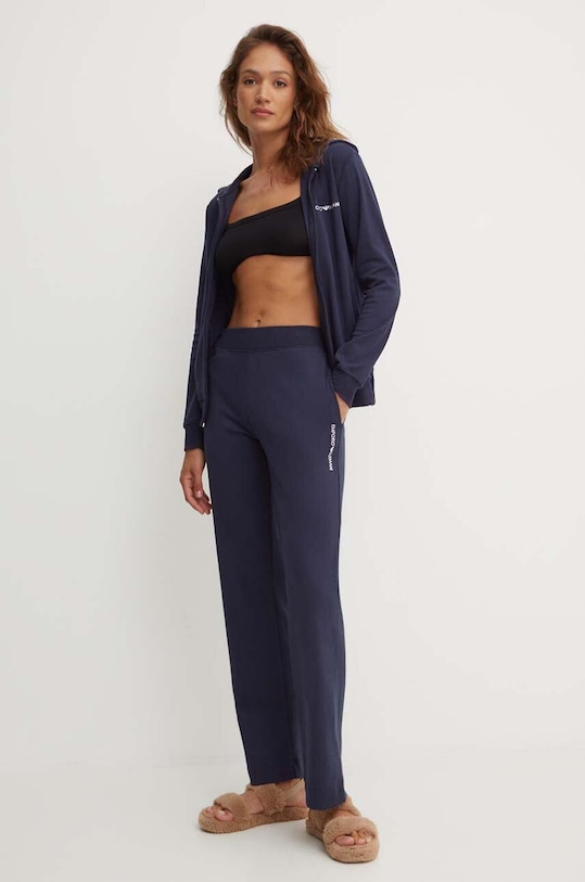 Emporio Armani Underwear dres lounge bawełniany aplikacja granatowy 164851.CS290