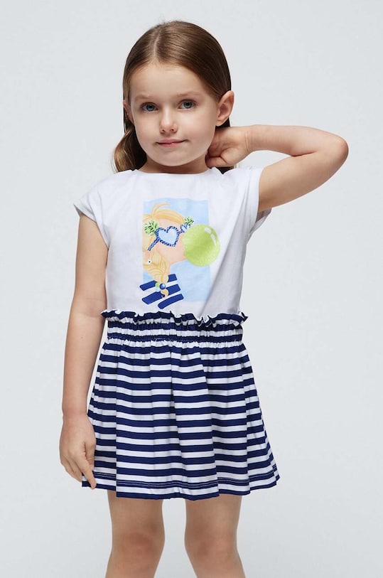 Mayoral set de bumbac pentru copii cu modele bleumarin 3958.6L.Mini.PPYH
