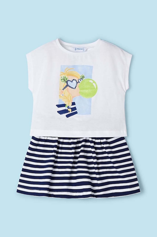 Παιδικό βαμβακερό σετ Mayoral 3958.6L.Mini.PPYH σκούρο μπλε SS24