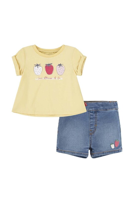 Комплект для немовлят Levi's LVG FRUITY TEE & SHORT SET тканина жовтий 1EK061
