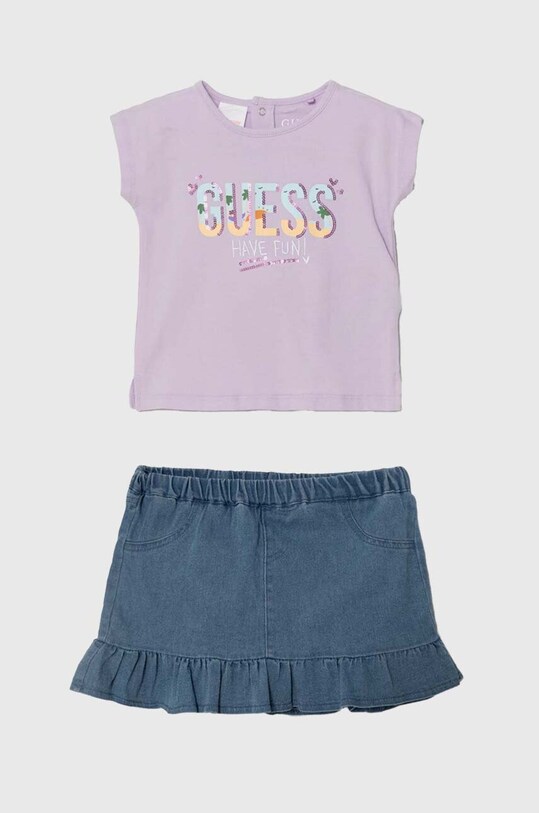Guess komplet niemowlęcy aplikacja fioletowy A4GG09.K6YW0.PPYH