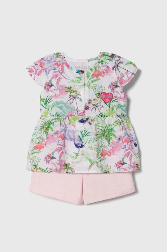 Detská bavlnená súprava Guess nášivka zelená K4GG05.WF7D0.PPYH