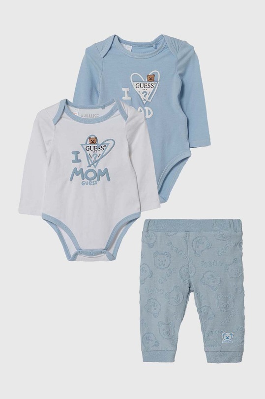Guess komplet bawełniany niemowlęcy nadruk niebieski H4RW15.J1314.PPYH