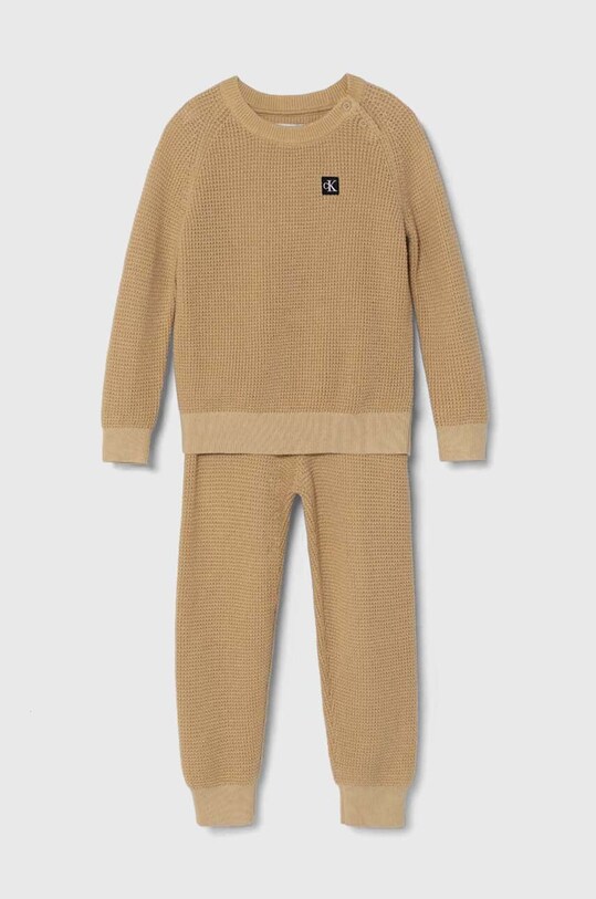 Παιδική φόρμα Calvin Klein Jeans πλεκτό ύφασμα μπεζ IN0IN00141.PPYH