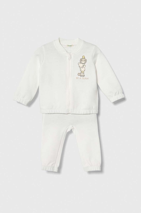 Detská bavlnená tepláková súprava United Colors of Benetton bavlna biela 3J70AK00G.W.Seasonal