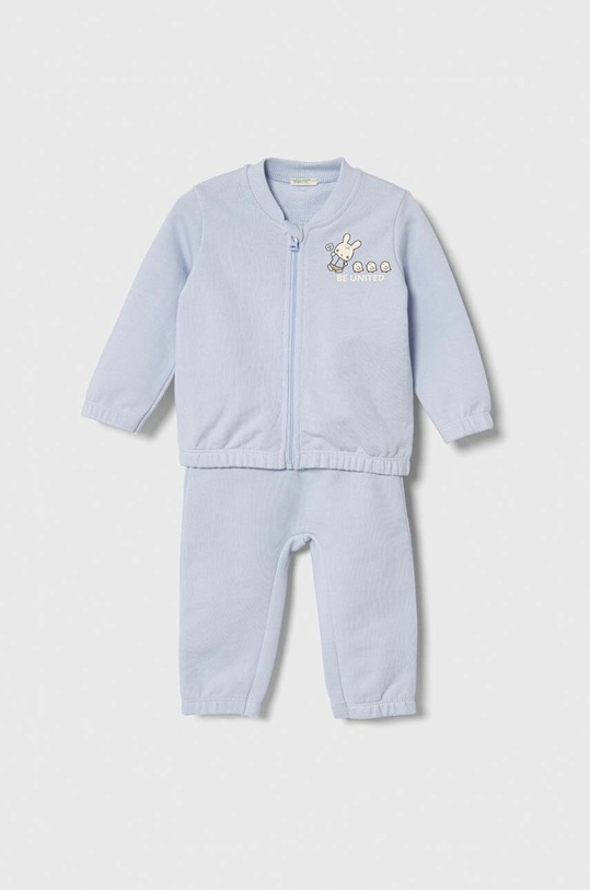 United Colors of Benetton dres bawełniany dziecięcy nadruk niebieski 3J70AK00G.W.Seasonal