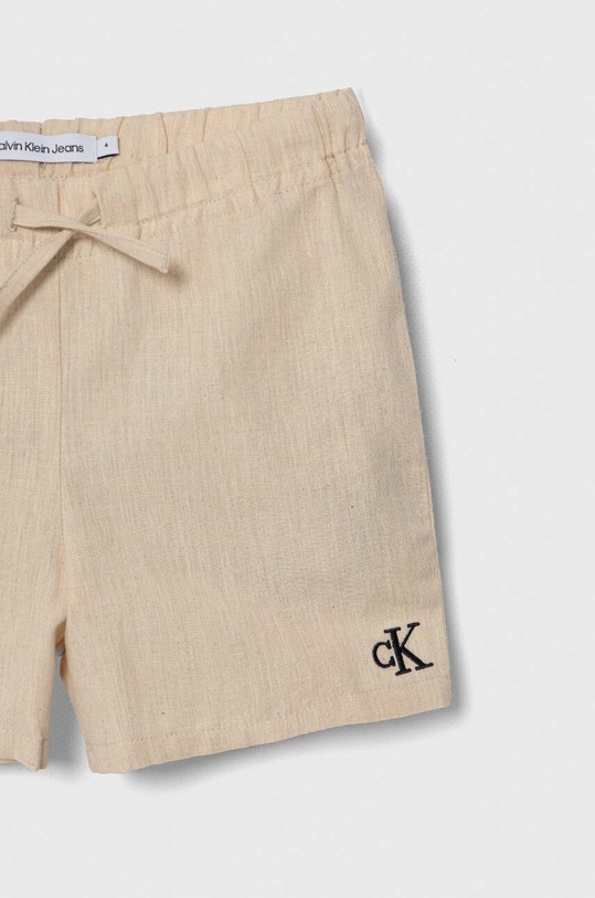 Chłopiec Calvin Klein Jeans komplet z domieszką lnu dziecięcy IN0IN00177.PPYH beżowy
