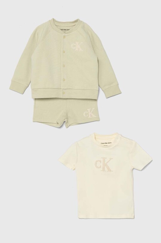 Σετ μωρού Calvin Klein Jeans πλεκτό ύφασμα μπεζ IN0IN00184.PPYH