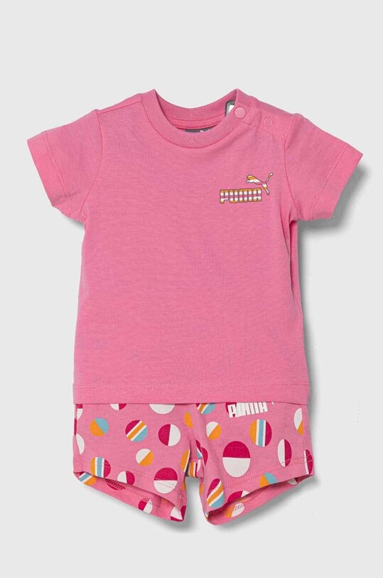 Puma komplet dziecięcy ESS+ SUMMER CAMP Infants Set JS nadruk różowy 679281