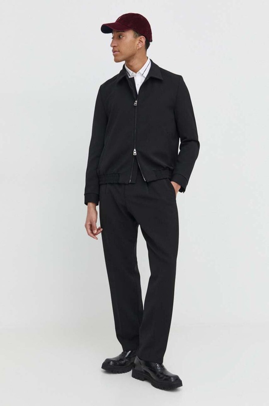 HUGO komplet z domieszką wełny tkanina czarny 50507106