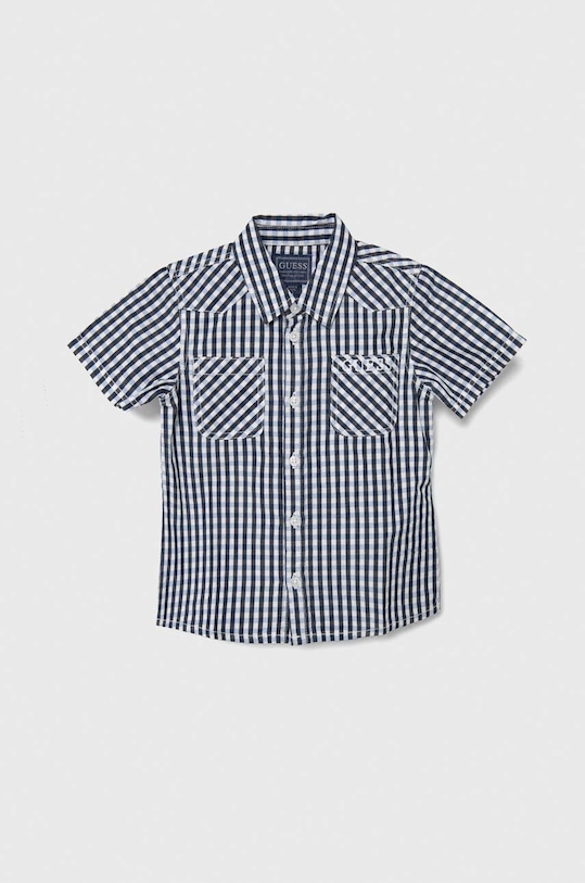 Παιδικό βαμβακερό πουκάμισο Guess εμπριμέ μπλε N4RH02.WCQ41.PPYH