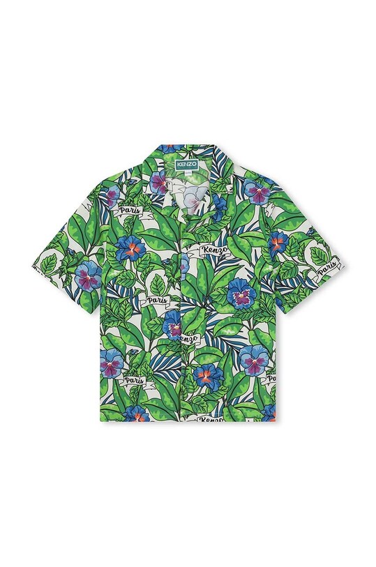 Детская хлопковая рубашка Kenzo Kids K60292. бирюзовый SS24