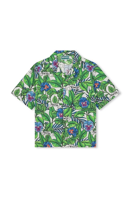 Детская хлопковая рубашка Kenzo Kids K60292. бирюзовый SS24