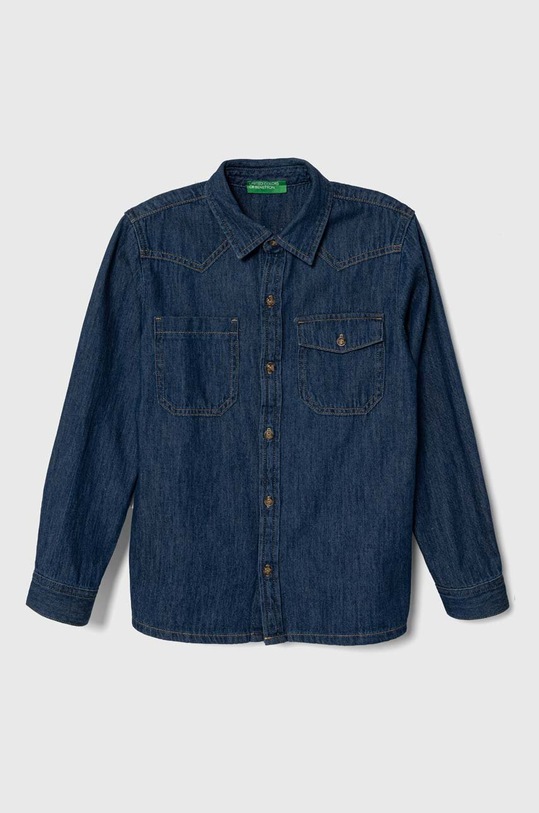 Παιδικό τζιν πουκάμισο United Colors of Benetton μακρύ σκούρο μπλε 5AD6CQ02M.G.Seasonal