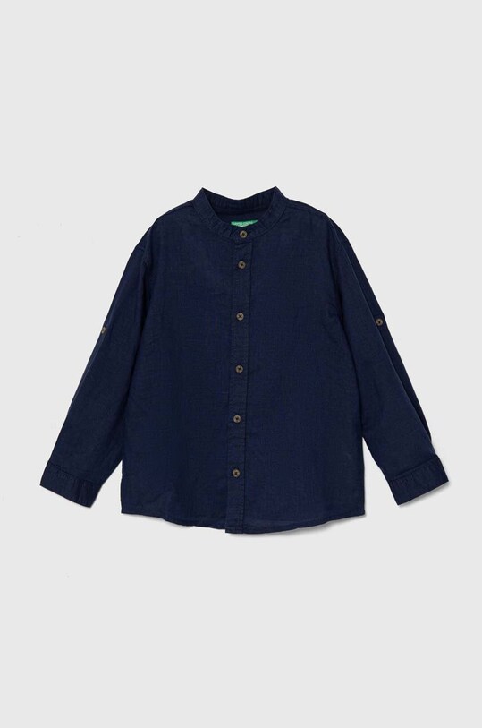 Детская льняная рубашка United Colors of Benetton casual тёмно-синий 5OK4GQ01L.P.Seasonal