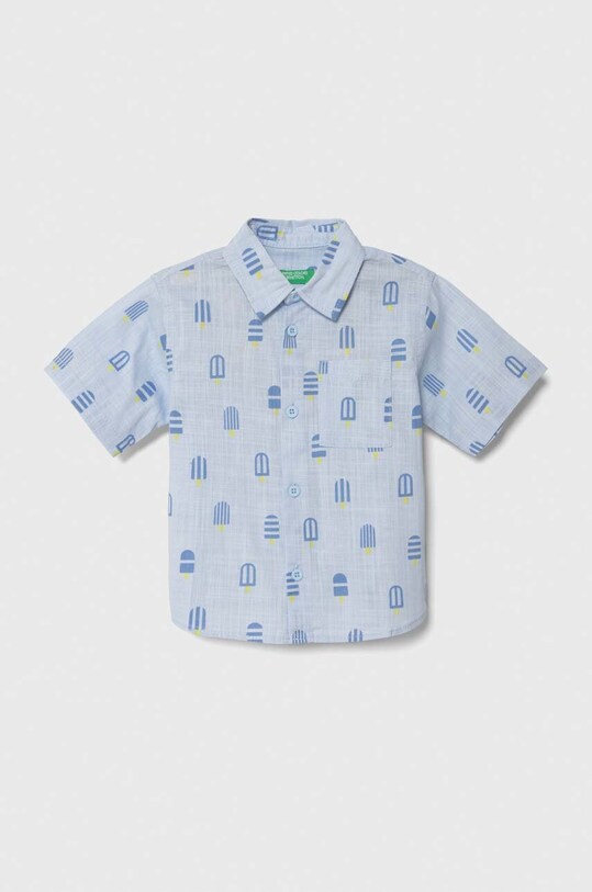 Детская хлопковая рубашка United Colors of Benetton узор голубой 5OUGGQ01Y.P.Seasonal