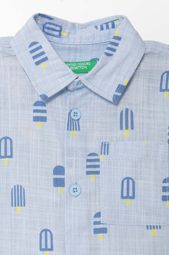 Мальчик Детская хлопковая рубашка United Colors of Benetton 5OUGGQ01Y.P.Seasonal голубой