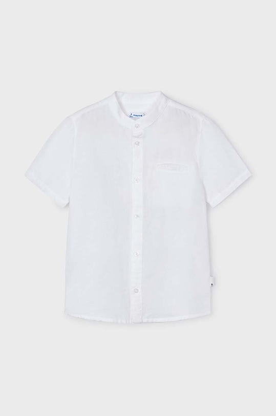 Mayoral koszula z domieszką lnu dziecięca casual biały 3113.5A.Mini.PPYH