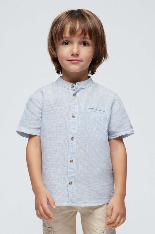 Дитяча сорочка з домішкою льну Mayoral casual блакитний 3113.5A.Mini.PPYH