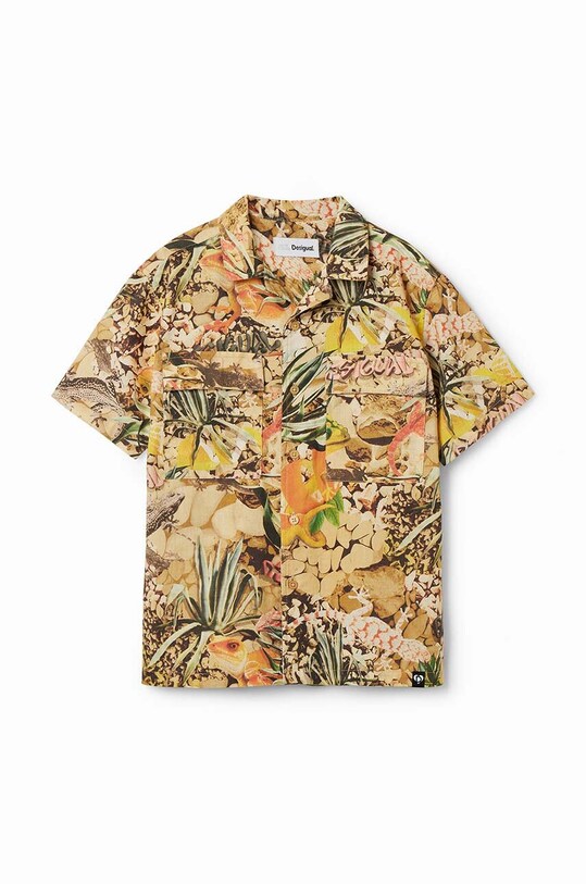 Dětská bavlněná košile Desigual 24SBCW03 hnědá SS24