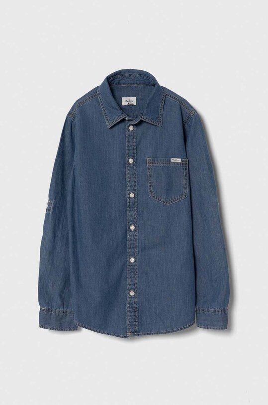 Детская хлопковая рубашка Pepe Jeans PORTEZ JR casual тёмно-синий PB302591HR8