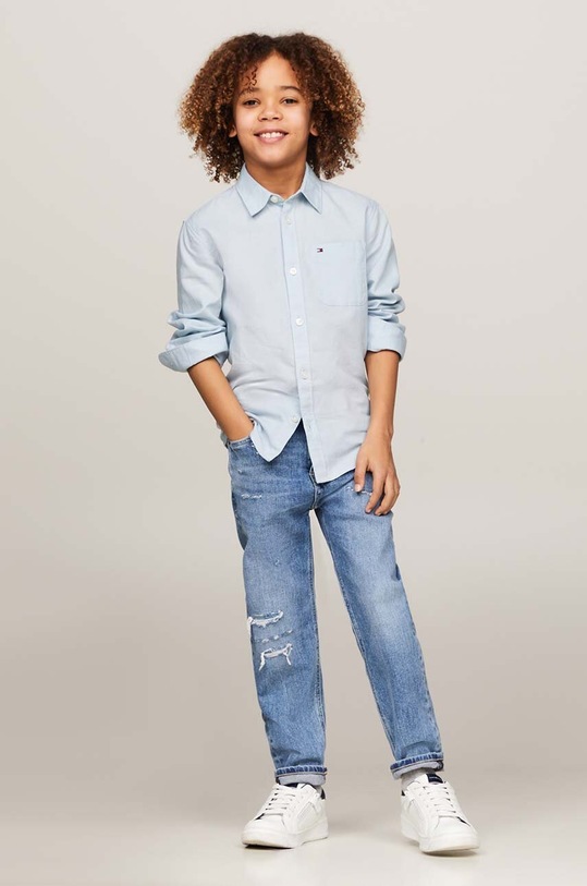 Dětská košile Tommy Hilfiger modrá KB0KB08868.128.176.PPYH