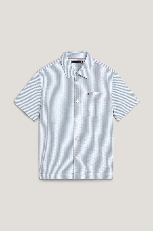 Dětská bavlněná košile Tommy Hilfiger krátký modrá KB0KB08953.128.176.PPYH