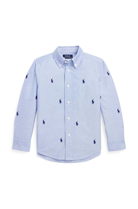 Детская хлопковая рубашка Polo Ralph Lauren 322878876001 голубой AW24