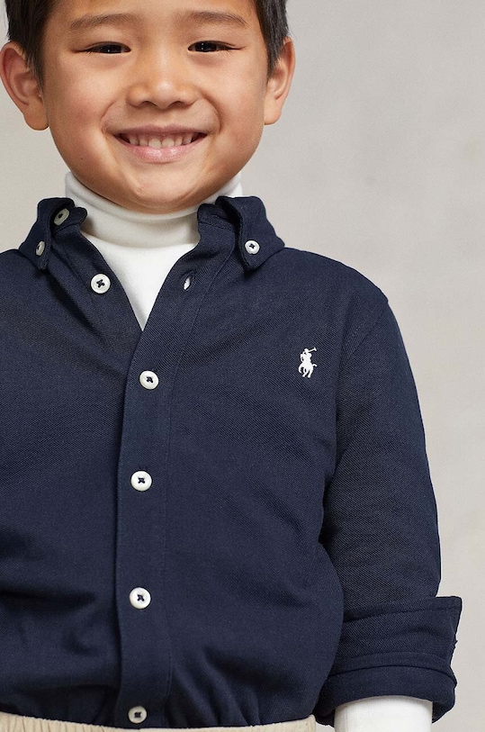 Παιδικό βαμβακερό πουκάμισο Polo Ralph Lauren σκούρο μπλε 322914506001