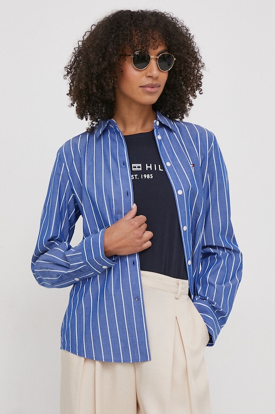 Tommy Hilfiger koszula bawełniana klasyczny niebieski WW0WW41155