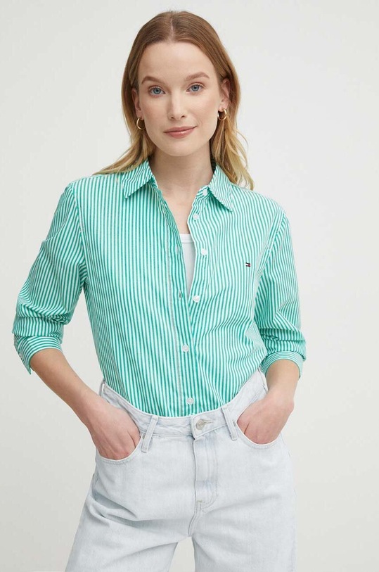 Tommy Hilfiger koszula bawełniana bawełna zielony WW0WW41002