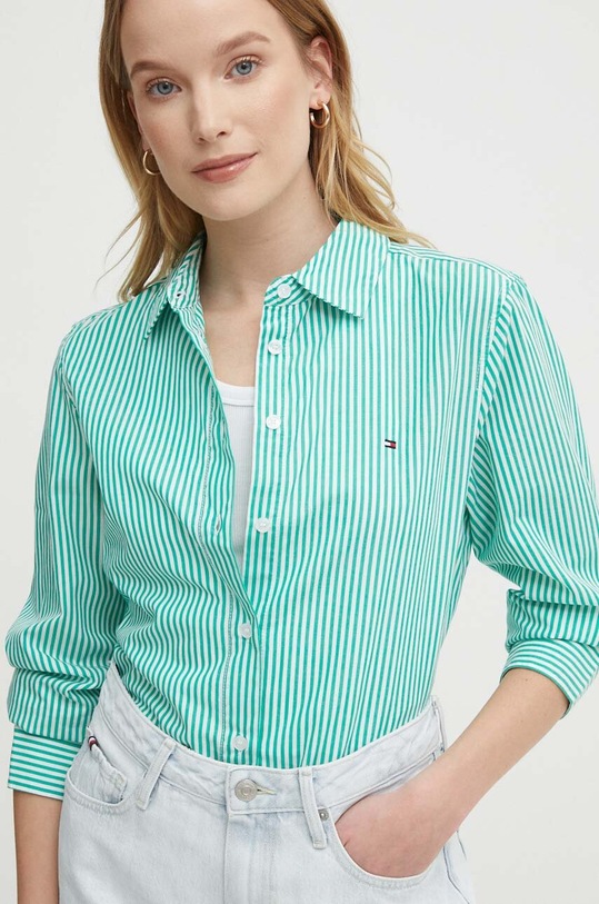 Tommy Hilfiger koszula bawełniana zielony WW0WW41002
