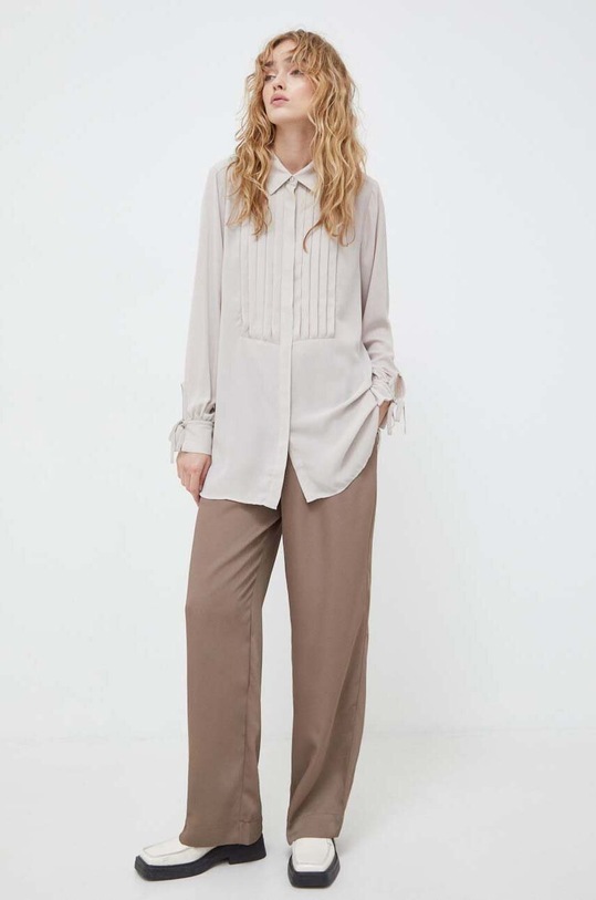 Πουκάμισο Bruuns Bazaar μακρύ μπεζ BBW3722