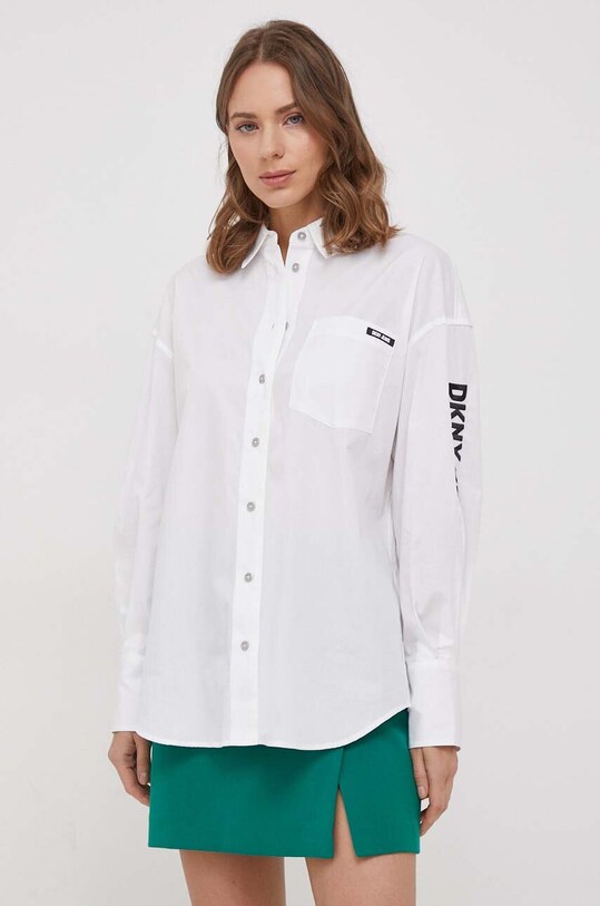 Dkny camasa din bumbac lung alb E31M1RDM