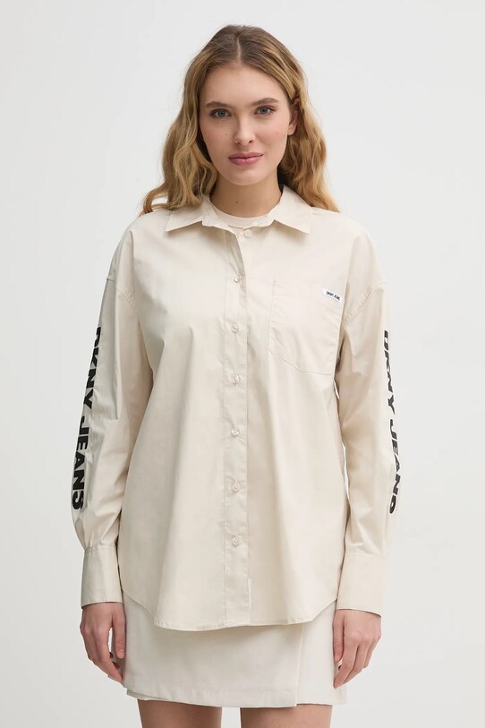 Хлопковая рубашка Dkny длинный бежевый E31M1RDM