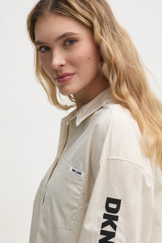 Хлопковая рубашка Dkny E31M1RDM бежевый