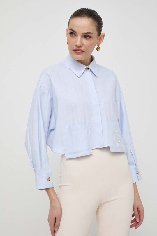 Elisabetta Franchi koszula bawełniana bawełna niebieski CA02941E2