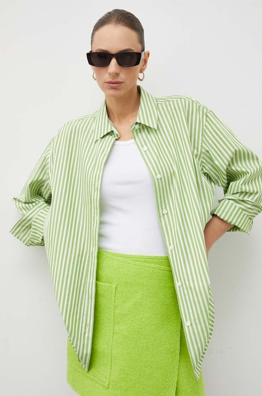 Samsoe Samsoe koszula bawełniana LOVA zielony F23400066