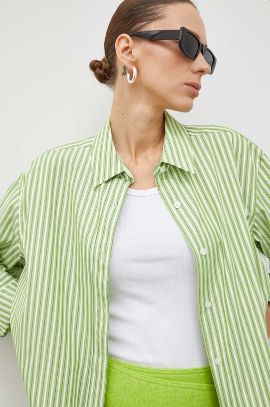 Samsoe Samsoe koszula bawełniana LOVA F23400066 zielony