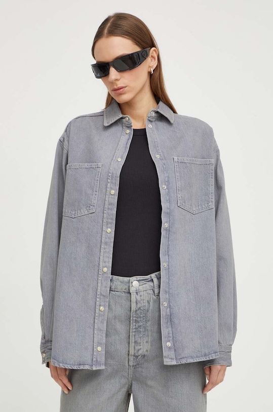 Джинсова сорочка Samsoe Samsoe casual сірий F23400134