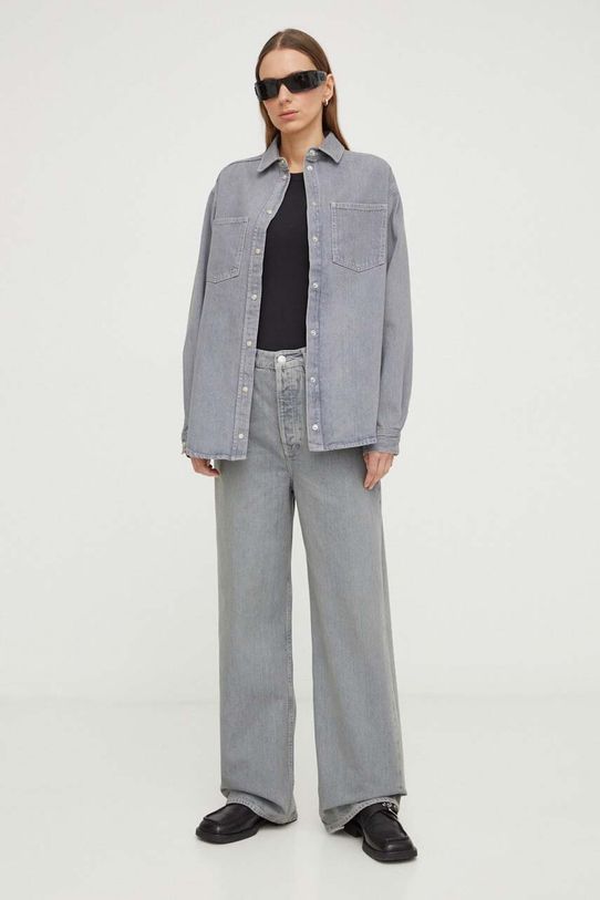 Samsoe Samsoe koszula jeansowa ELEANOR F23400134 szary SS24