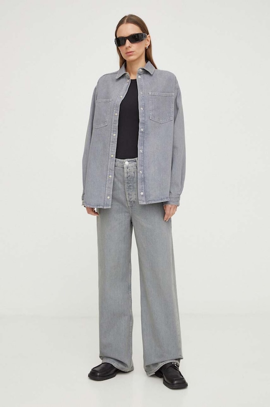 Джинсова сорочка Samsoe Samsoe F23400134 сірий SS24